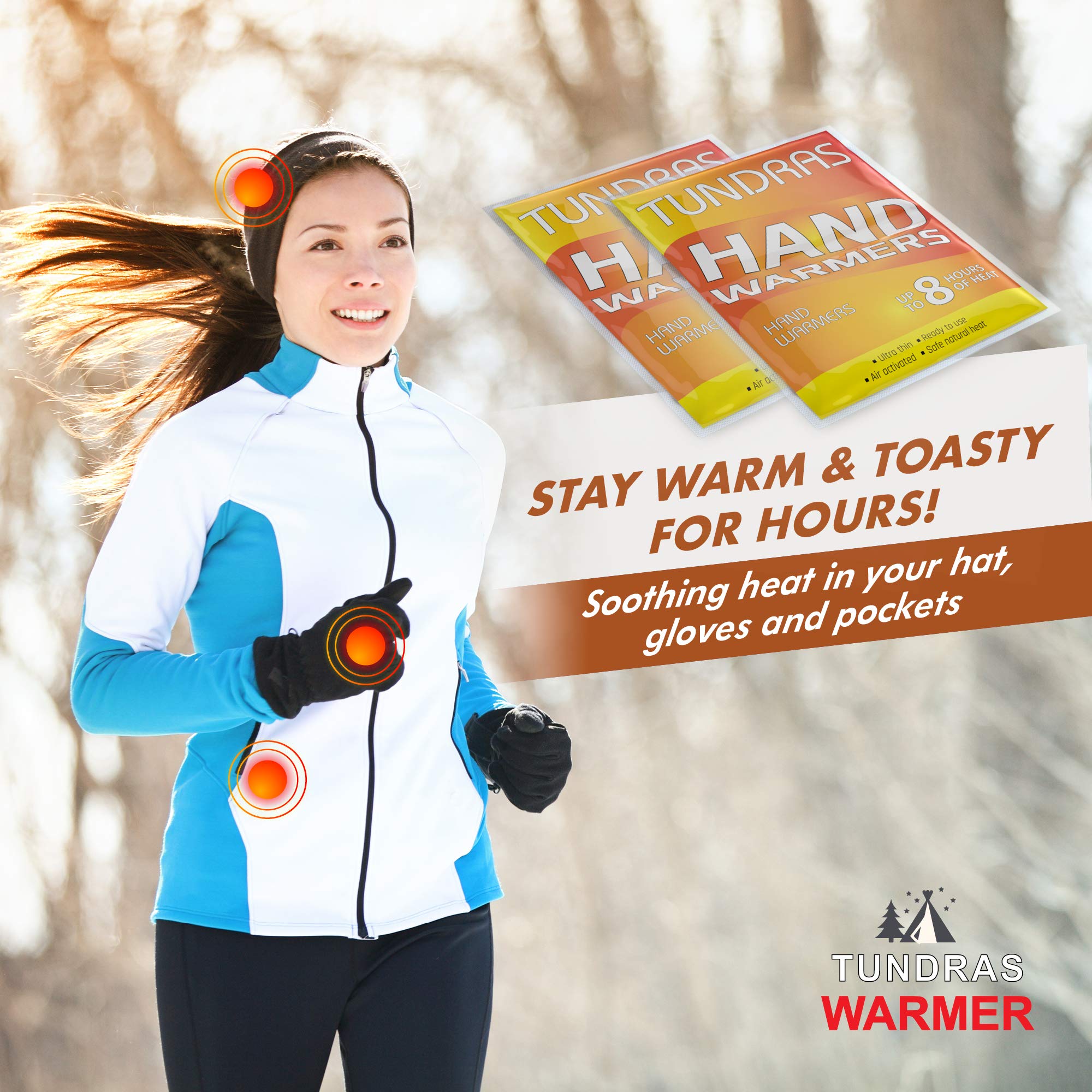 Tundras Hot Hand Warmers Natural Safe – 160 calentadores – Larga duración natural seguro e inodoro, paquete de calor activado por aire, para manos, dedos y cuerpo, aprobado por la TSA