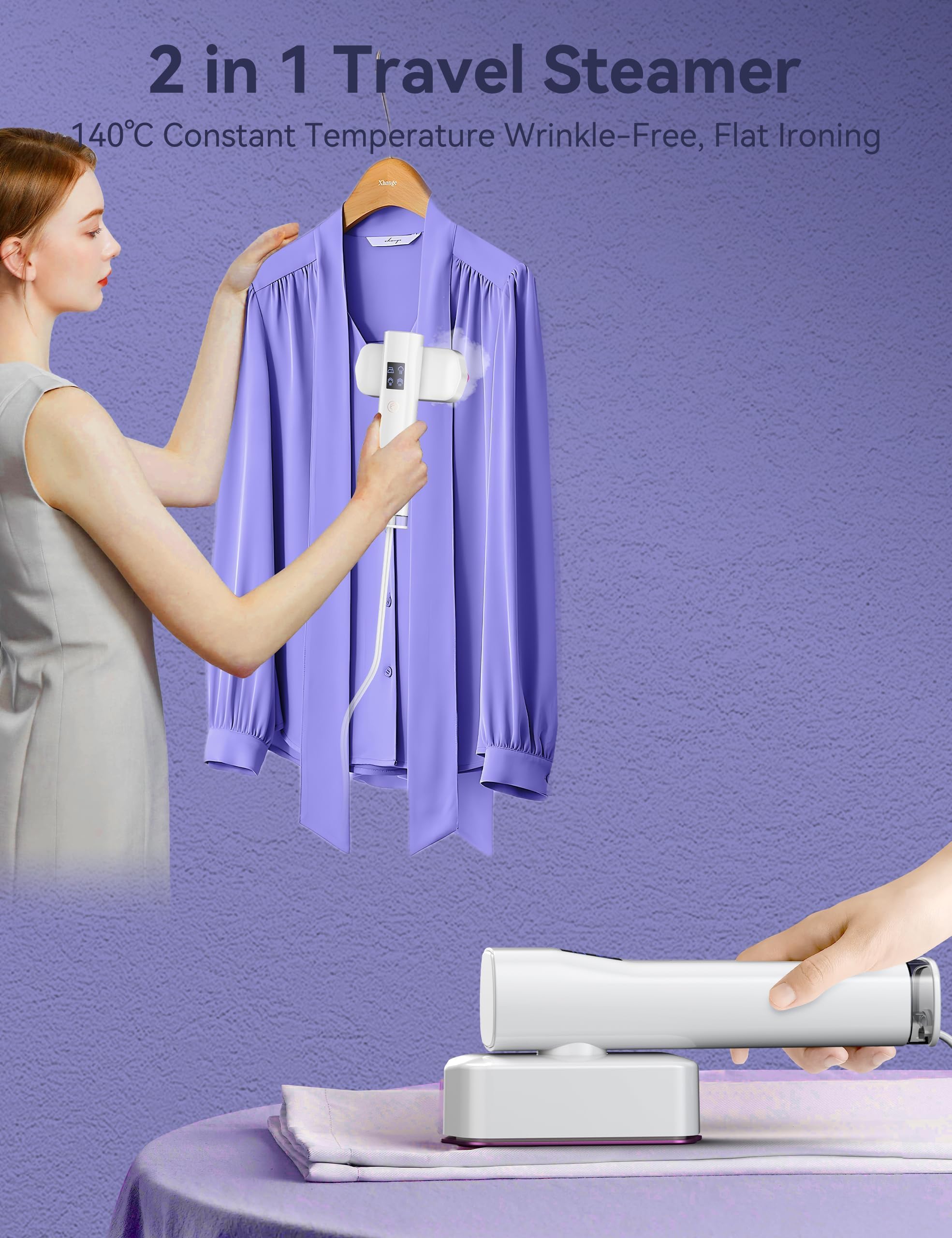 Steamer for Clothes,Sundu Portable 2-in-1 Steamer & Iron,100ml Tank,15s Heat-up,20 Min Steam,Wrinkle Remover,Garment Steamer for Travel, Home, Office(Ivory) - 4