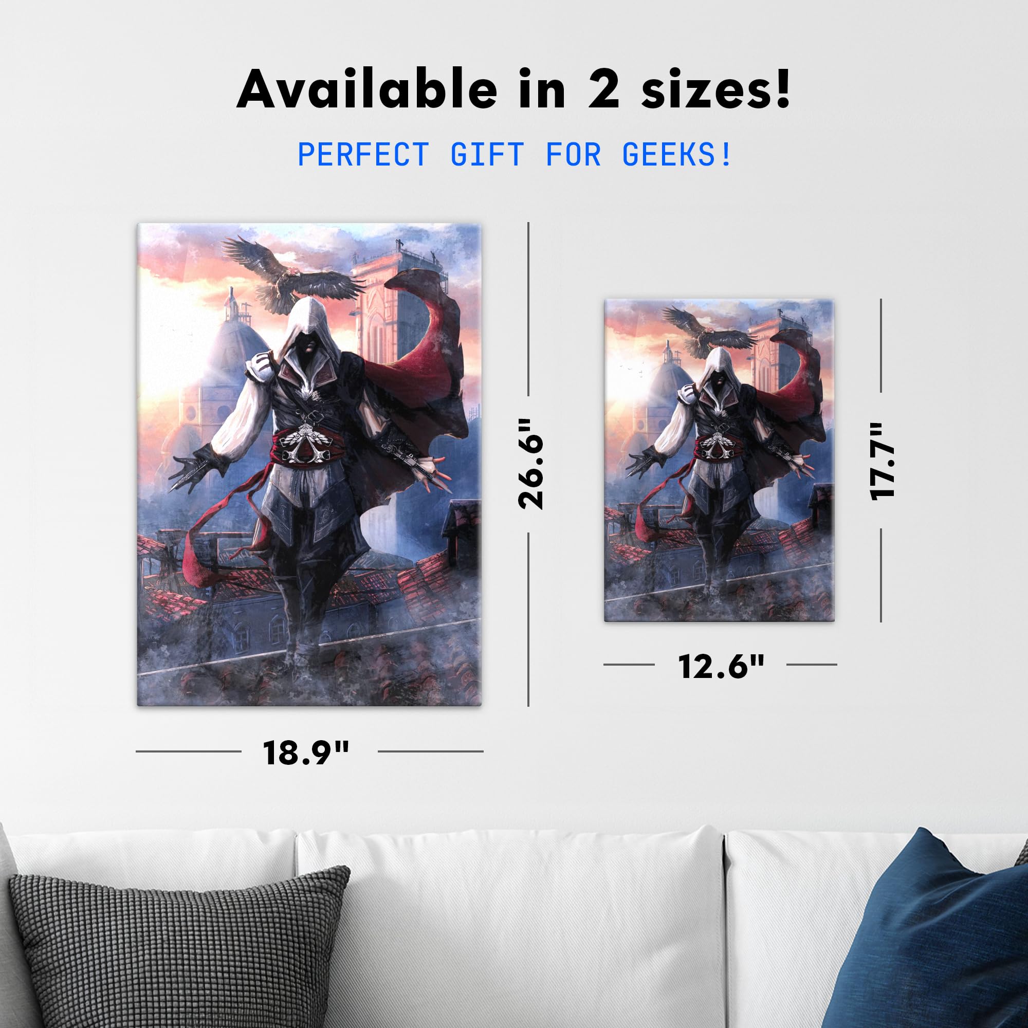 Displate Metall poster Assassin's Creed Ezio Auditore da Firenze Größe M | Bild Plakate für Schlafzimmer Dekor, Geschenke. Magnetische Befestigung Wandposter, Wanddeko. Metall Wandkunst.