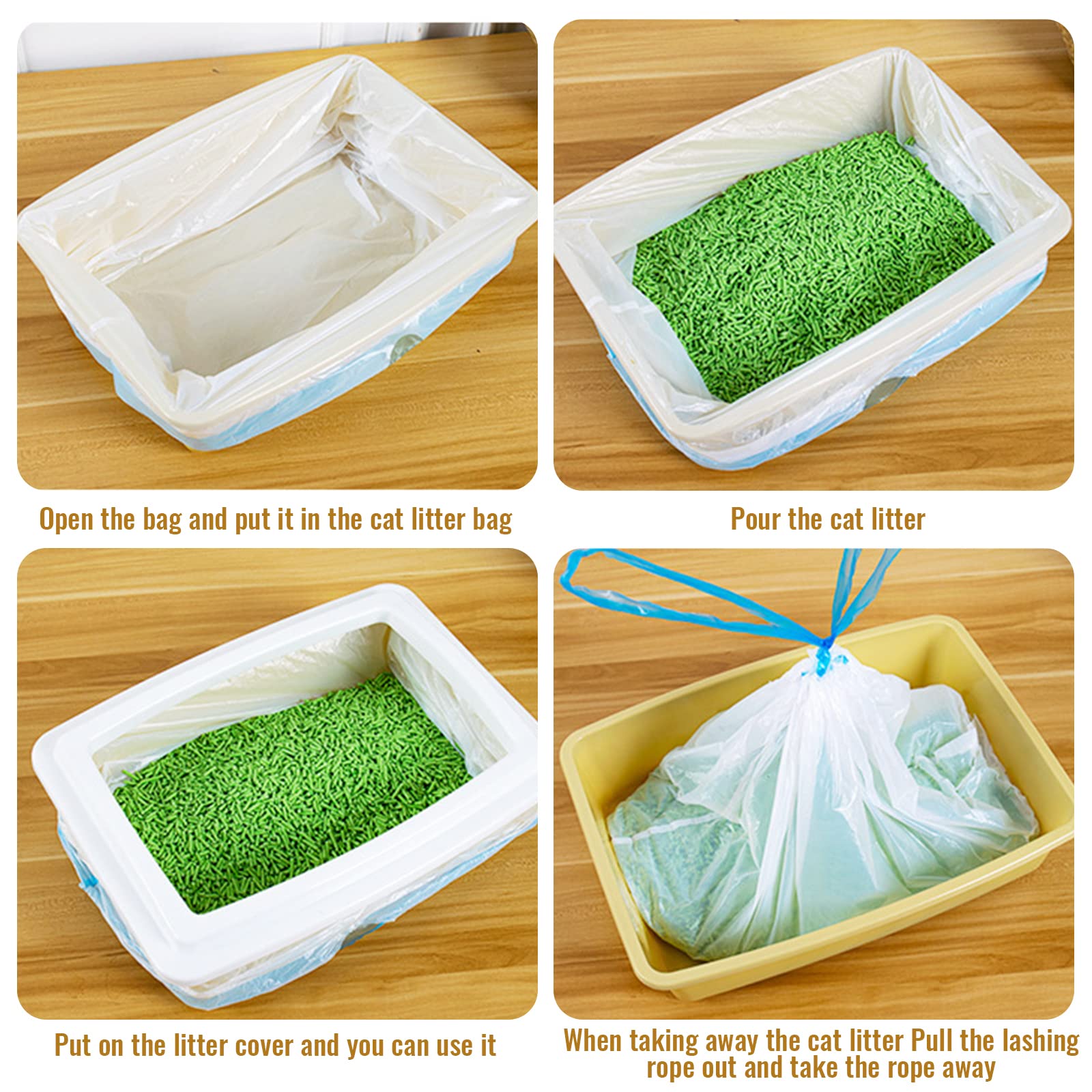 XISAOK Litter Box Liners Thickened for Cat Pan Liner for Extra Large Waste Bags for Kittens Leak Proof Scratch-Resis