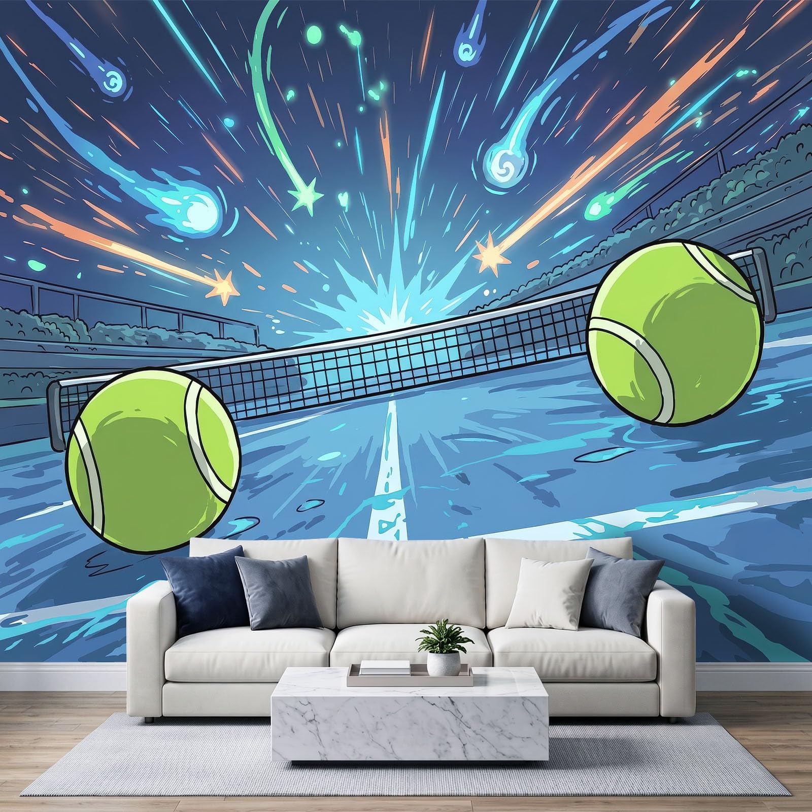 Fototapeta z włókniny, do salonu, 250 x 175 cm, science fiction, sport, kosmos, tenis, fototapeta, pokój dziecięcy, tapeta na fizelinie, XXL, tapeta ścienna, tapeta z motywem, efekt 3D, dekoracja