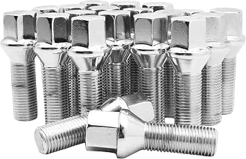 20Pc 14x1.5 Cone Seat Lug Bolts 45mm Extended Length 17mm Hex Conical Seating Compatible With Audi Bmw Mercedes Benz Volkswagen With Aftermarket Wheels