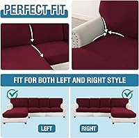 Vista 283 de H.VERSAILTEX 2025 New Sectional Couch Covers 8 Pieces Stretch Sofa Covers for Sectional Sofa Set Separate L Shaped Couch Cover for Both Left/Right