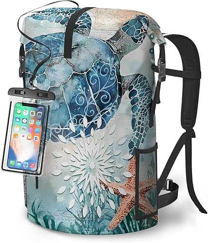 Bolsa seca impermeable resistente para kayak, senderismo, tortugas marinas, náuticas, estrellas de mar, mochila con cierre enrollable, bolsa de