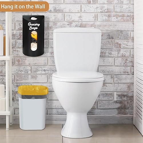 Miniatura 5 de Soporte para bolsas de plástico montado en la pared, soporte de madera para bolsa de comestibles, dispensador de bolsas de plástico de granja debajo