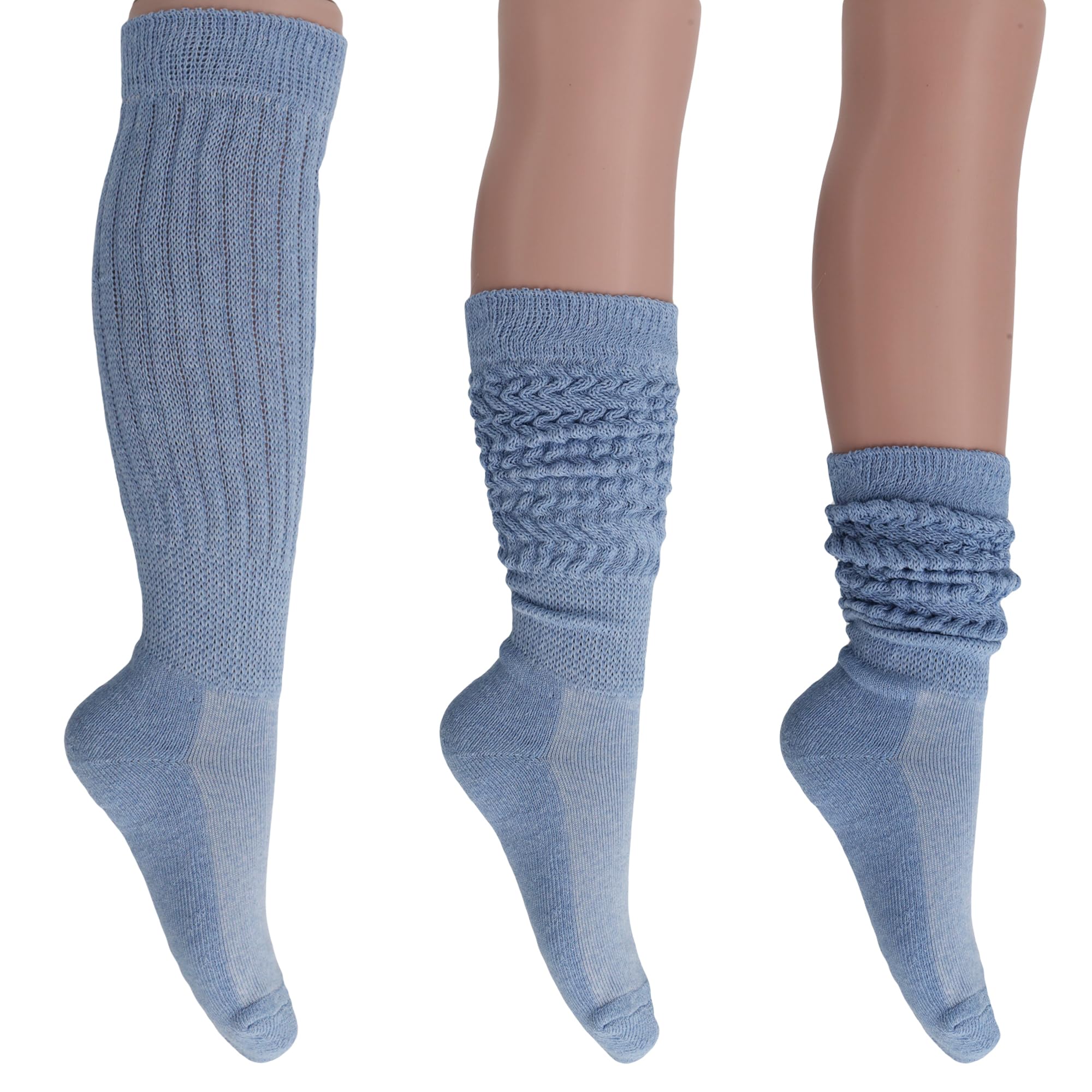 AWS/American Made Slouch Socks Cotton Scrunch Knee High Extra Long and Heavy Socks