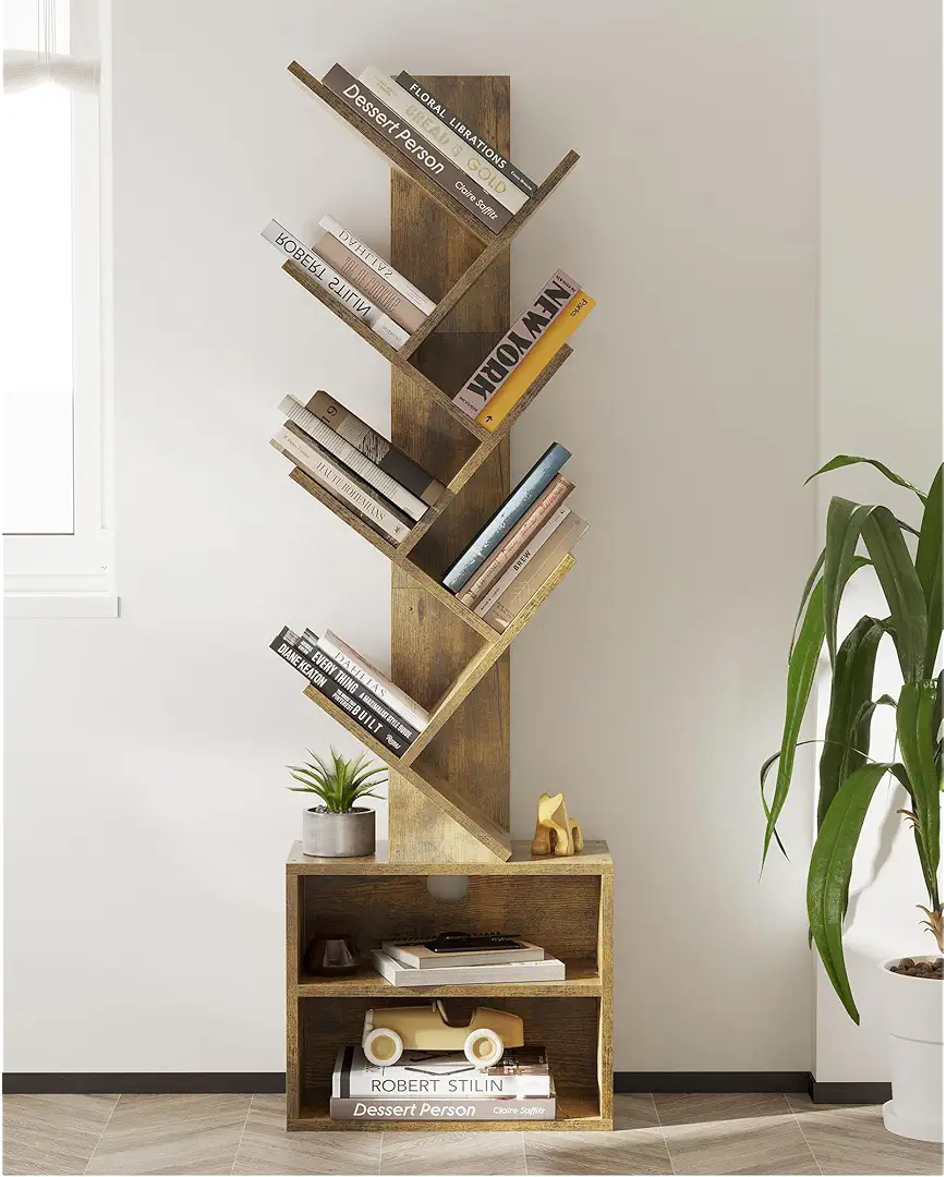 SUNMORY 6 Tier Tree Bookshelf, Small Bookcase with...