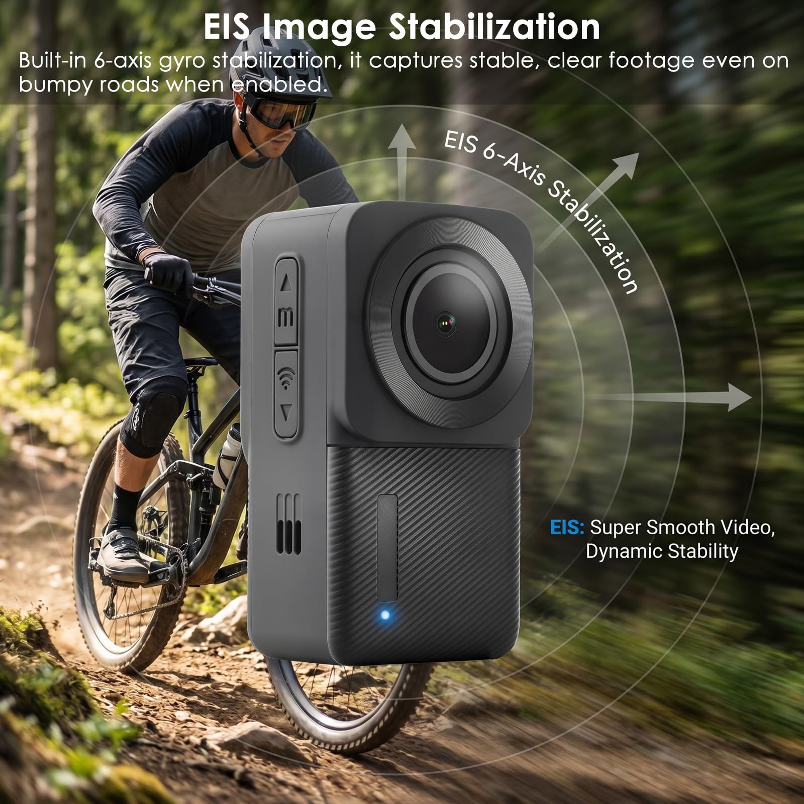 YDI Caméra d'action 5K/30FPS Étanche 30M Écran Tactile 1,3 Pouces 64 Go Kits Accessoires Sportive