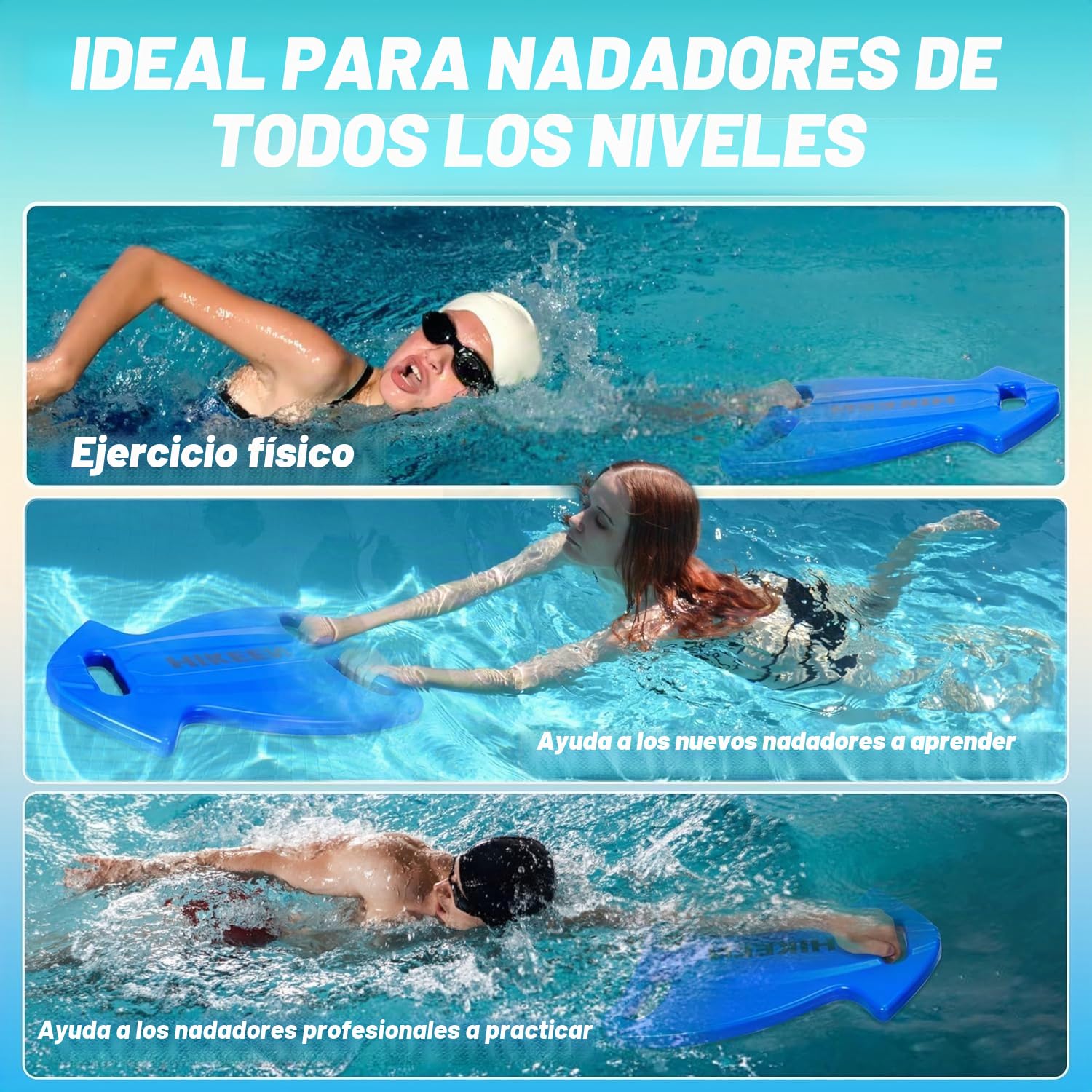 Hikeen Tabla de Natación Grande Tamaño con Múltiples Asas: Tabla Flotadora de HDPE de Alta Flotabilidad para Adultos, Natacion Accesorios para Piscina Aguas Abiertas