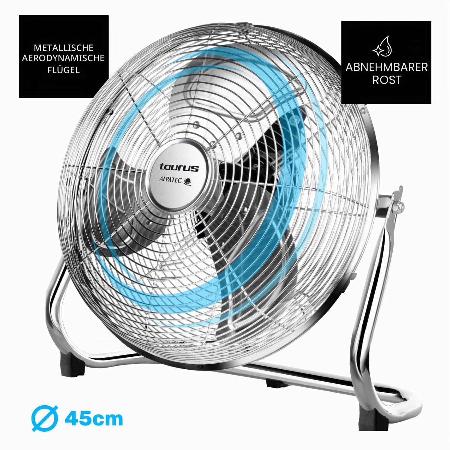 Taurus Ventilator | Alpatec SIROCCO 18 | 120 W | 45 cm Durchmesser | Chrom