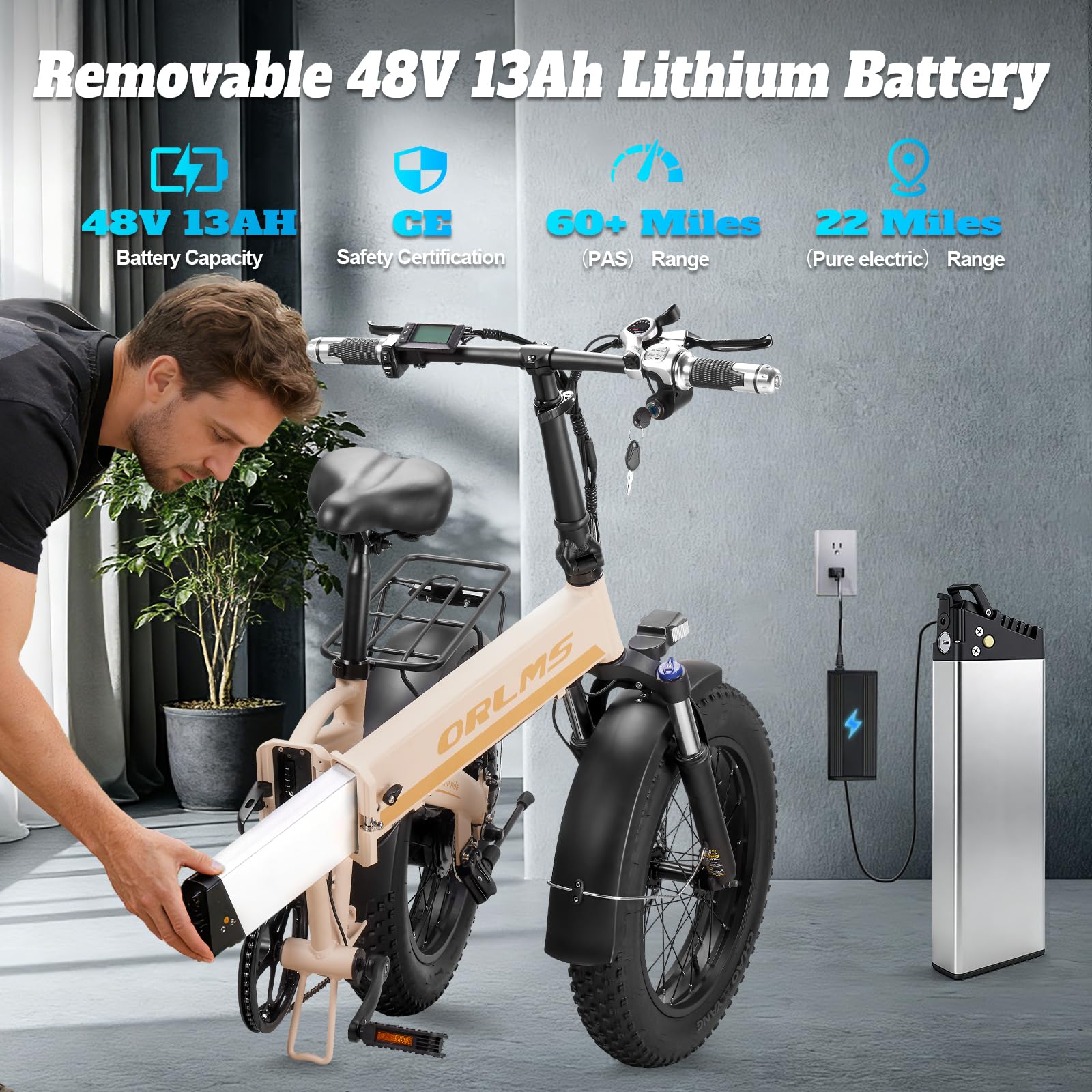 S9 Vélo électrique Pliable, pneus Tout-Terrain 20 x 4,0 Pouces, autonomie Longue 125 km, 7 Vitesses, vélo électrique Adulte Homme et Femme