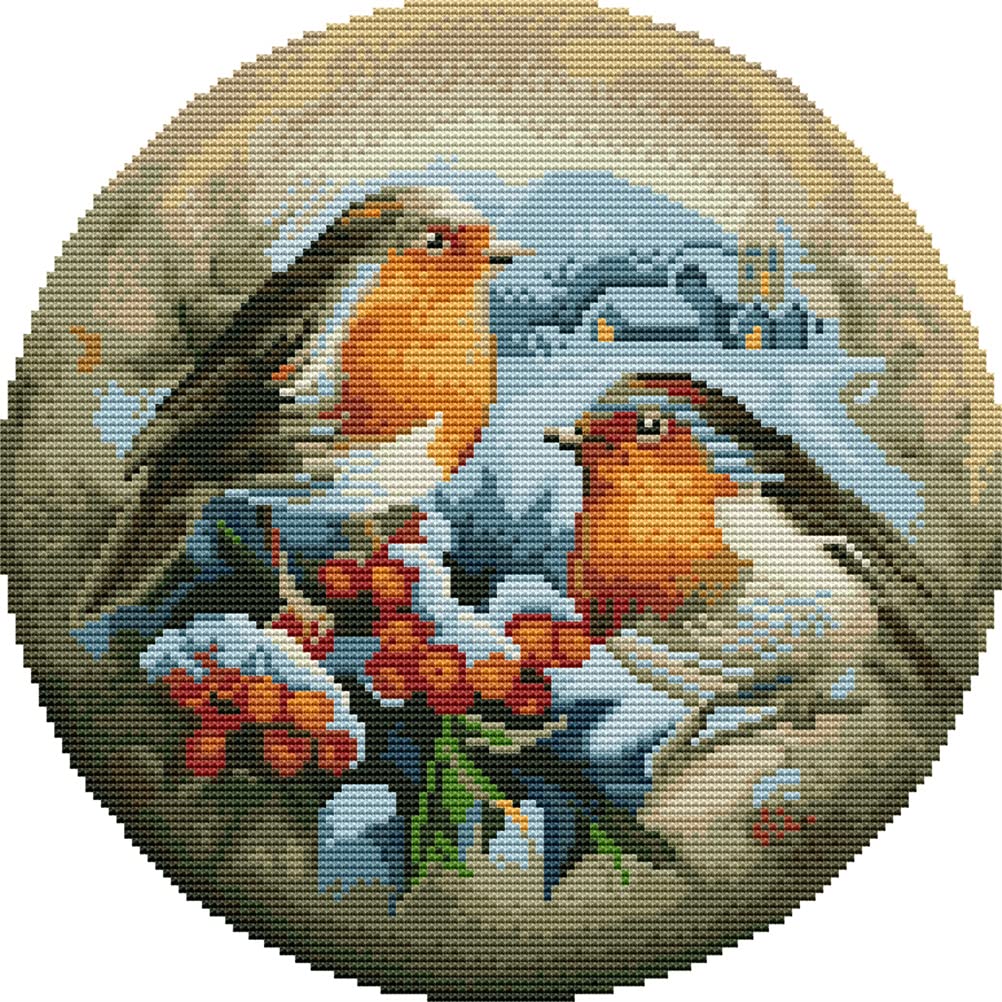 Meecaa Cross Stitch Kits 11 Count Stamped, Bird Berry Snow Animal Embroidery Kit with Accessories Pre Printed (36CMx36CM) (Bird) - Image 2