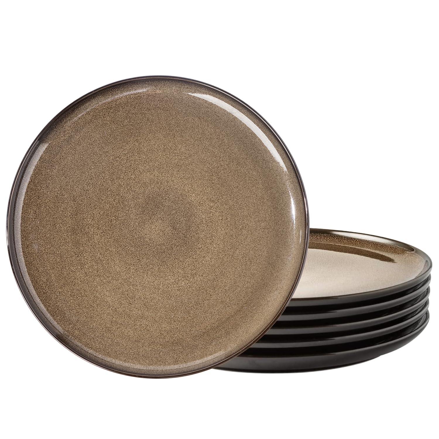 Ceramic Plate Set of 6,8.5 Inch Reactive Glaze Salad Plates