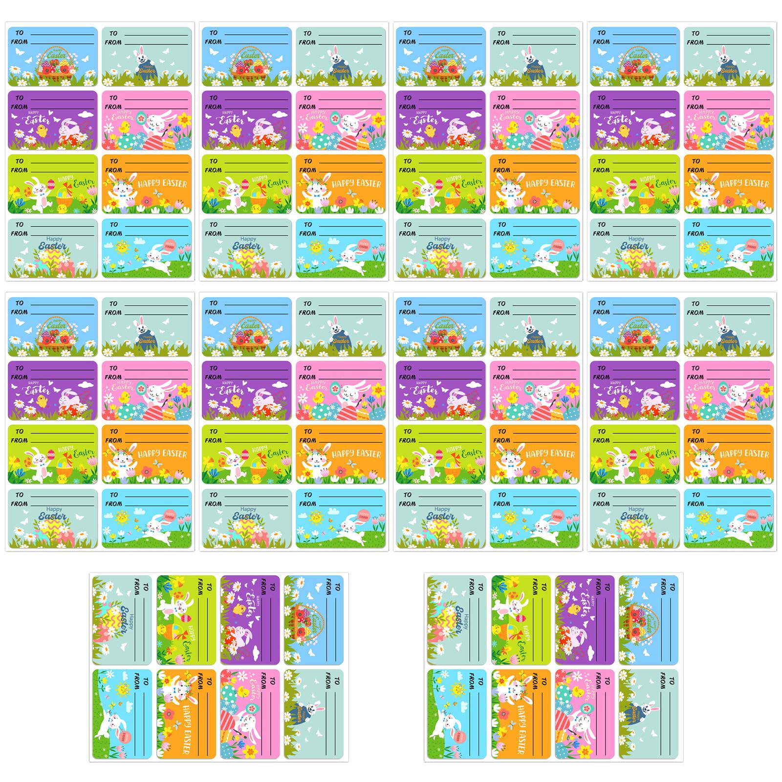80Pcs Rabbits Eggs Name Sticker Wrapping Label Festival Decoration for Scrapbooking Planner Album Seal Envelope Bunnies