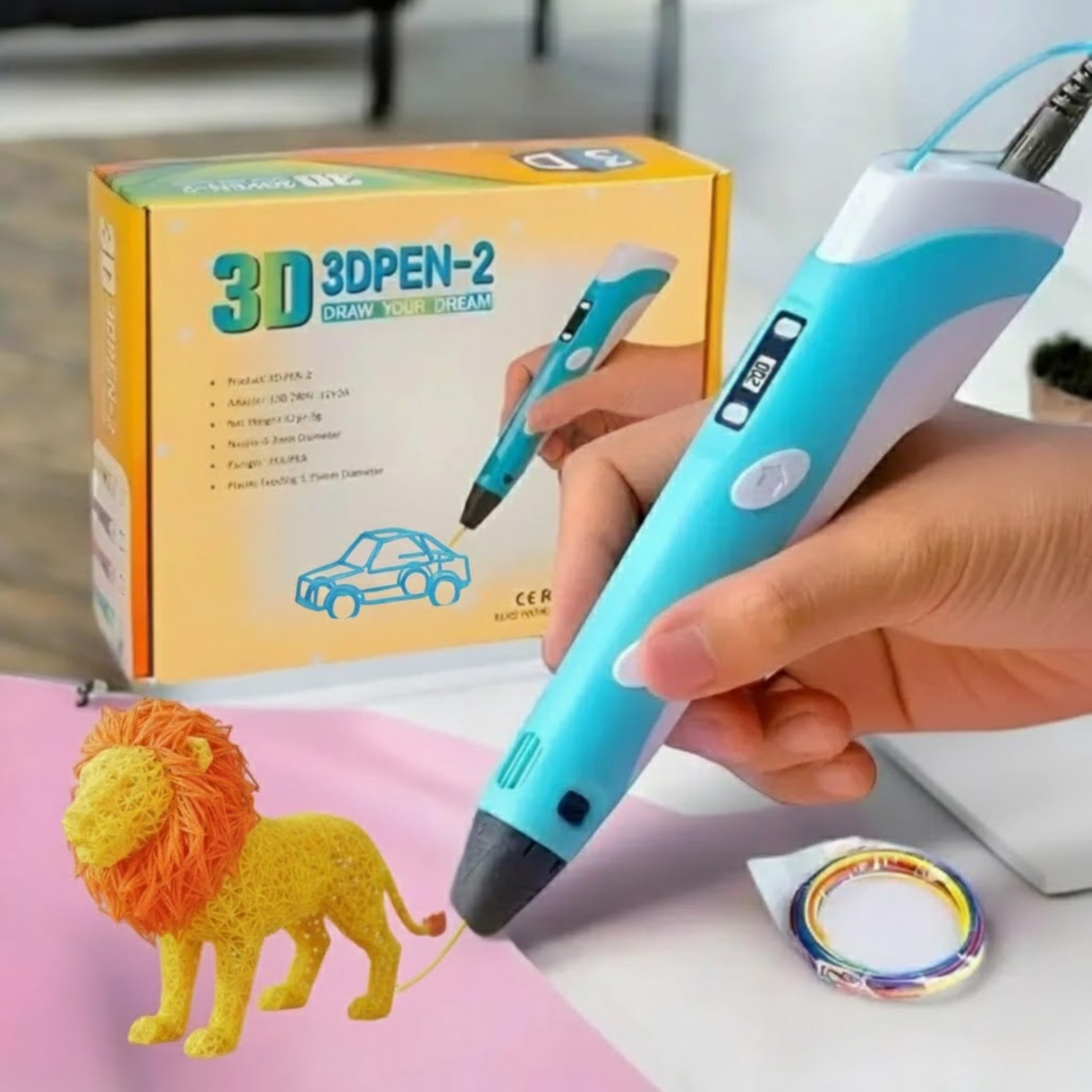 Chigy Wooh 3D Pen for Kids and Adults Professional 3D Printing Pen with PLA Filament Adjustable Speed and Temperature LCD Display for Kids