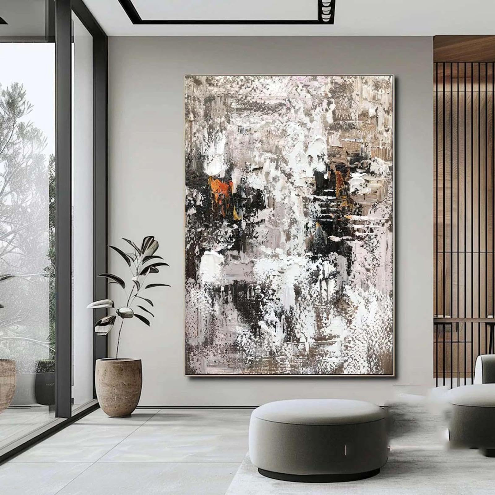18meng Art Abstrakte Bilder auf Leinwand 200x100 cm Leinwandbild Grau und Weiß Schwarz Moderne Groß XXL Wanddeko Bild Schlafzimmer Wohnzimmer Küche Wandbilder Dekoration Kunstdruck Ungerahmt