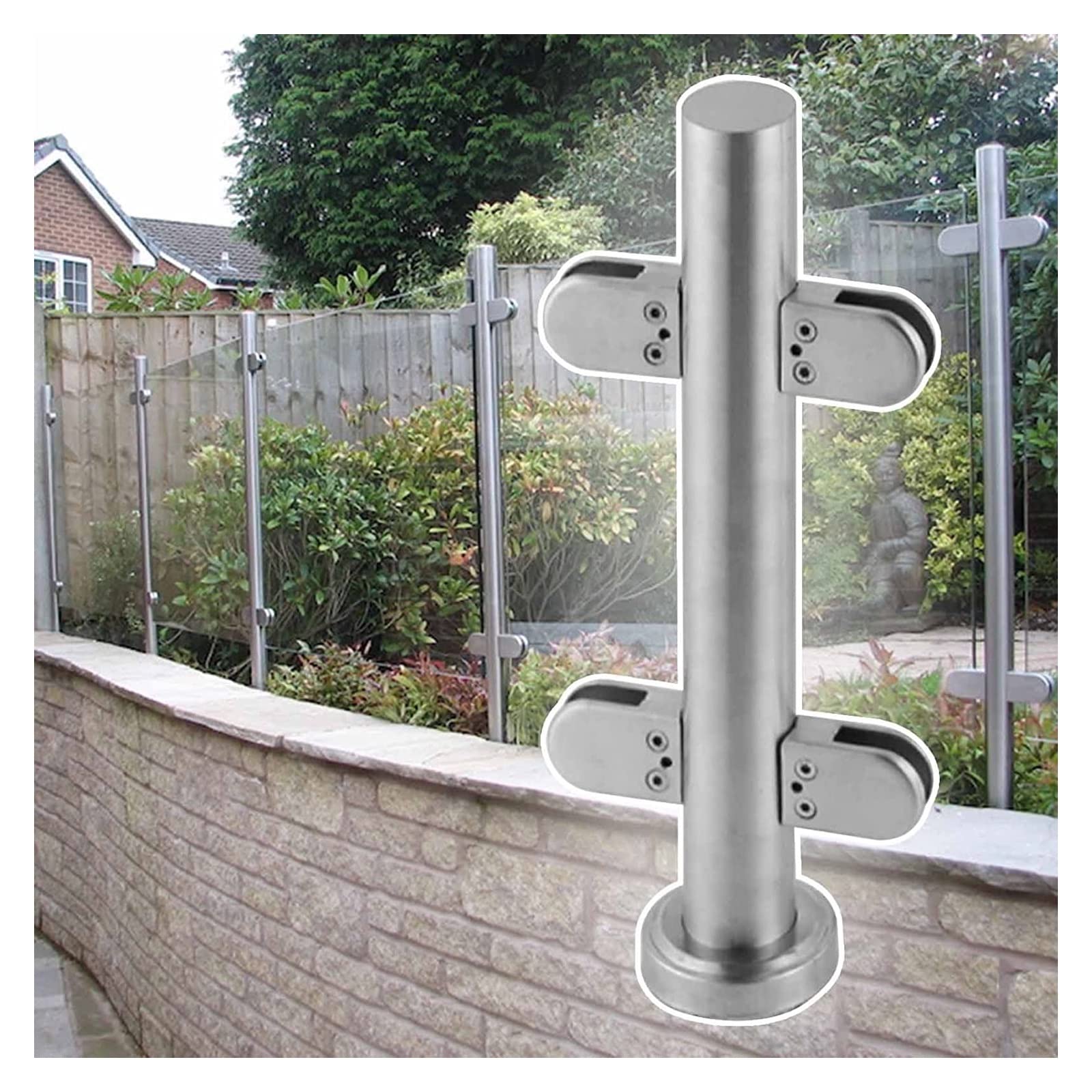 Poteau de garde-corps en verre argent de 65 cm pour piscine