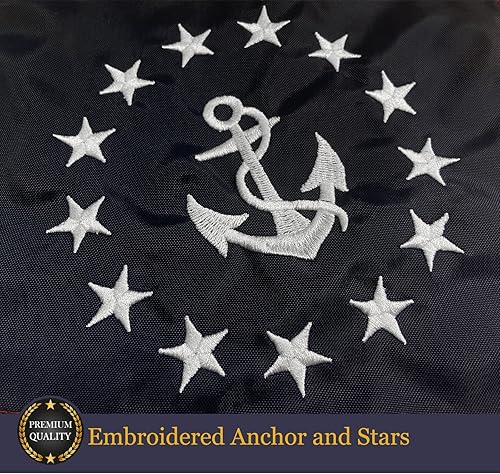 Miniatura 2 de Homissor Bandera de barco de 12 x 18 pulgadas, bandera náutica bordada con ancla y estrellas con 2 ojales de latón
