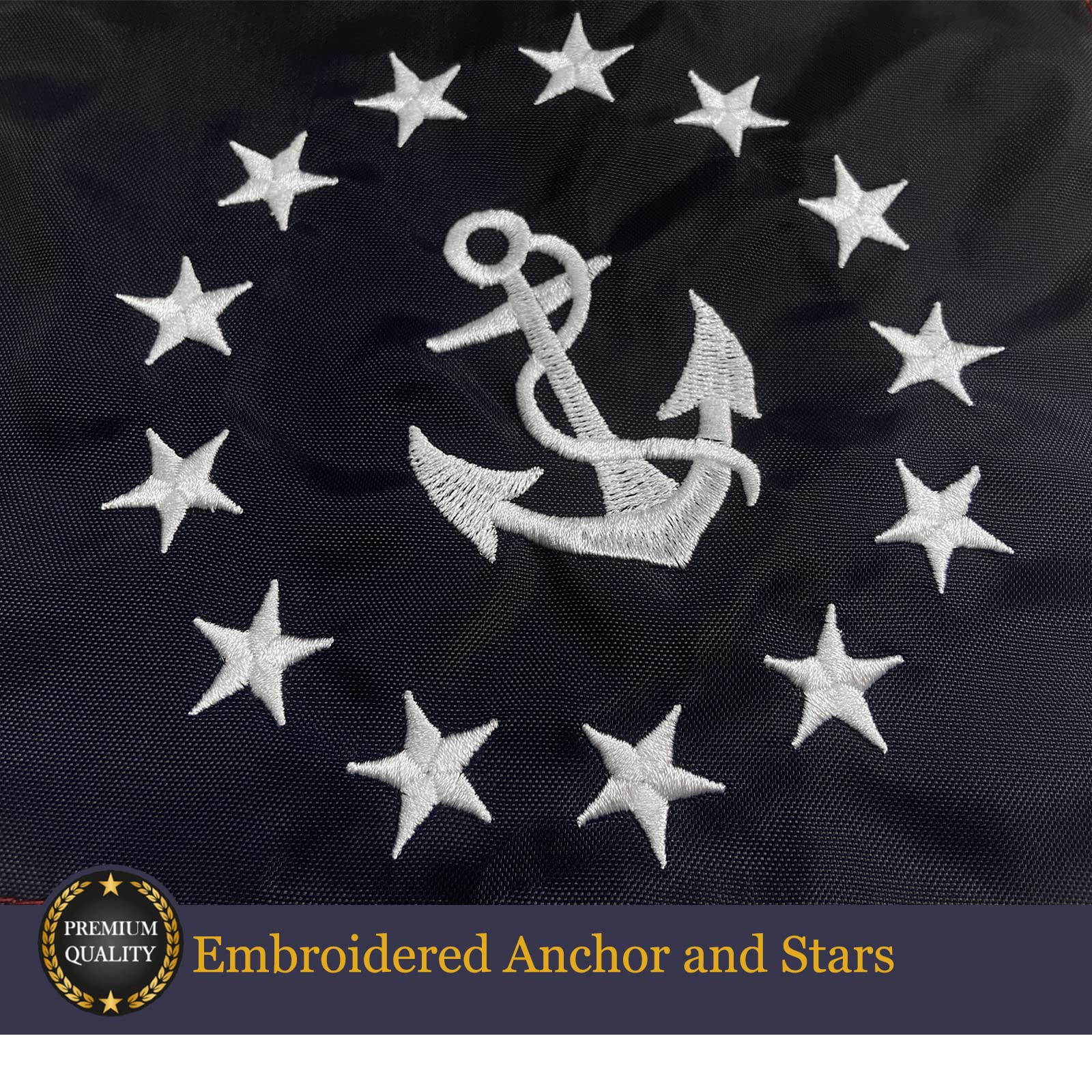 Yafeco U.S. 50 Star Sewn Boat Flag, 16 x 24 inch Yacht Boat Ensign Nautical US American Flag Fully with Sewn Stripes, Embroidered Stars and Brass