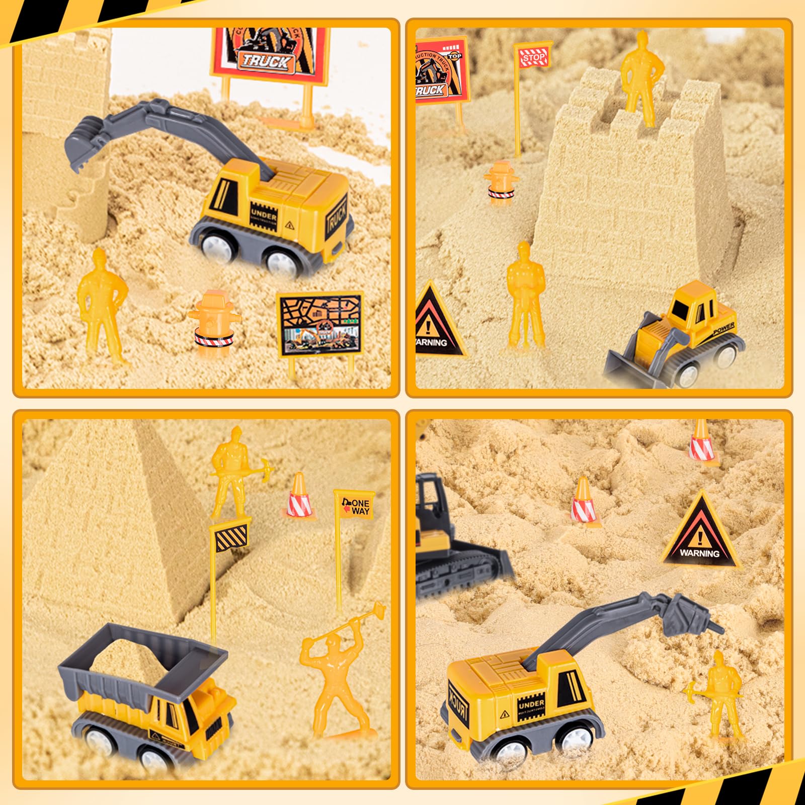 Thedttoy 2KG Arena de Modelar Mágica para Niños,Sitio de Construcción Caja con Grúa Juguete,Mini VehÍculos&Moldes,Sensoriales Juego de Arena Regalo para Niños Niñas