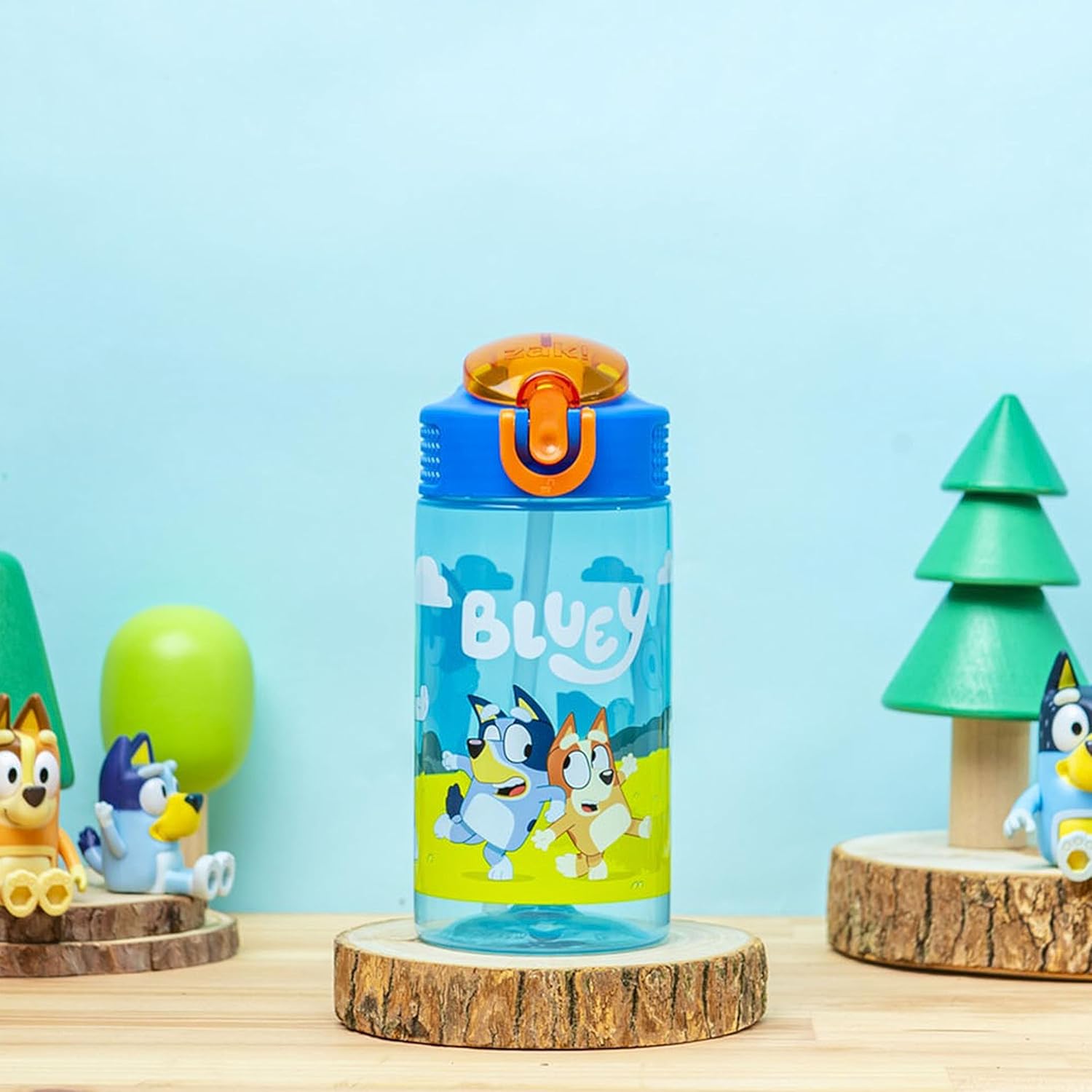 Zak Designs Bluey Nesting Tumbler Set, 4pk Includes Durable Plastic Cups and 2pk Leak-Proof Water Bottles for Kids with Bluey Artwork