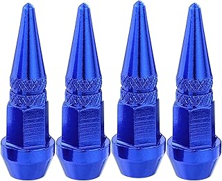 Lunsom Spike Valve Stem Caps Metal Air Tire Valves Cover Dustproof Accessories Fit Most Car Motorcycle Bike (4PCS Blue)