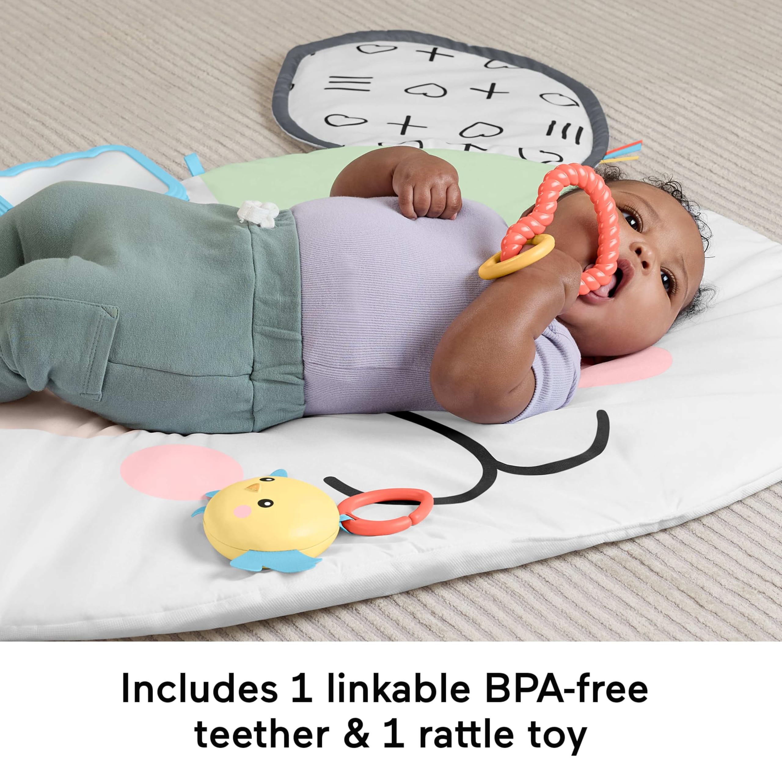 Fisher-Price Baby Tummy Time Toy, Puppy Perfection Giant Play Mat with Sensory Development Activities for Newborns 0+ Months, HYR51 - Image 4