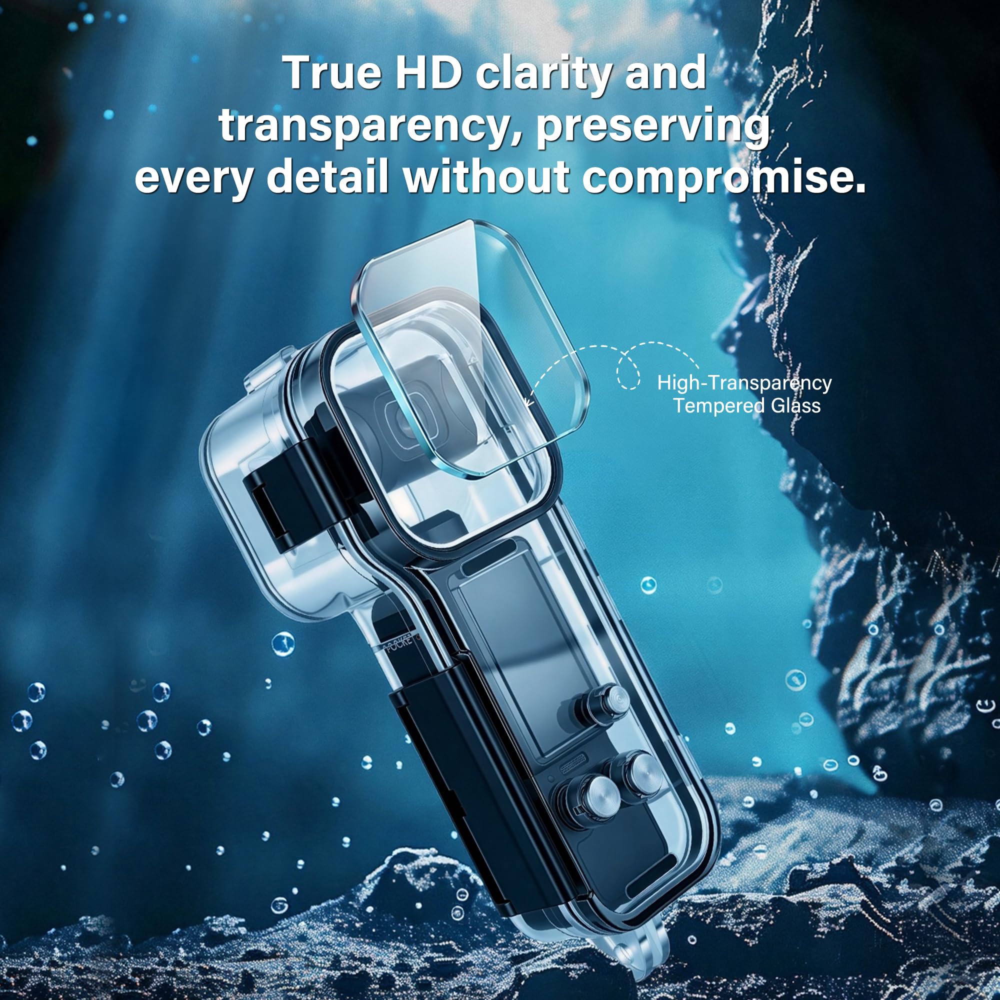 Walking Way wasserdichte Hülle für DJI Osmo Pocket 3, Anti-Beschlag Unterwasser-Kameragehäuse, Käfig unterstützt 60m Tiefentauchen mit Schnellverschluss-Halterung, Schraubenzubehör