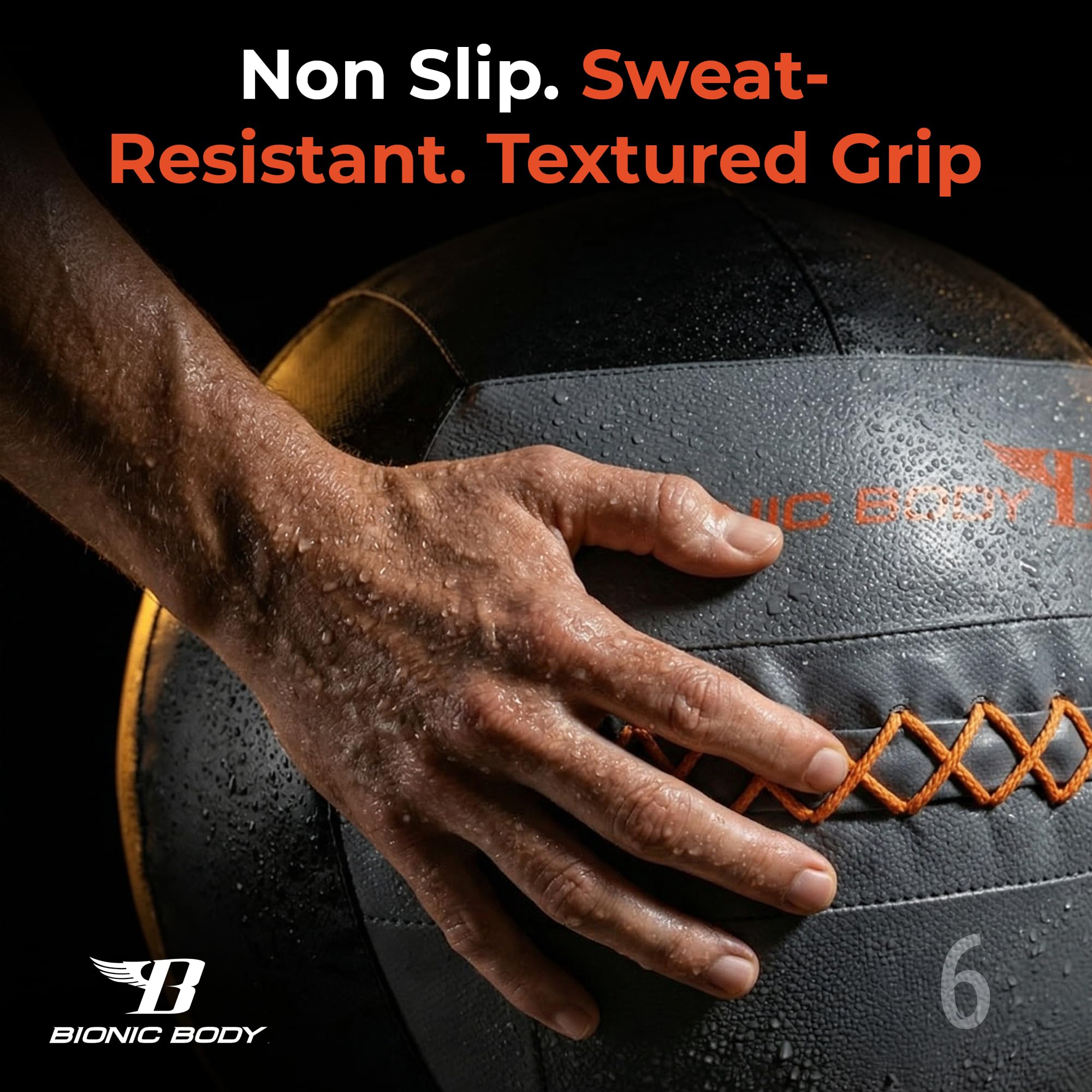 Bionic Body Soft Medicine Ball Weighted Slam Wall Ball for Cardio Workout and Core Training Ideal for Squat, Lunge, and Partner Toss 6, 10, 14, 20 LB.