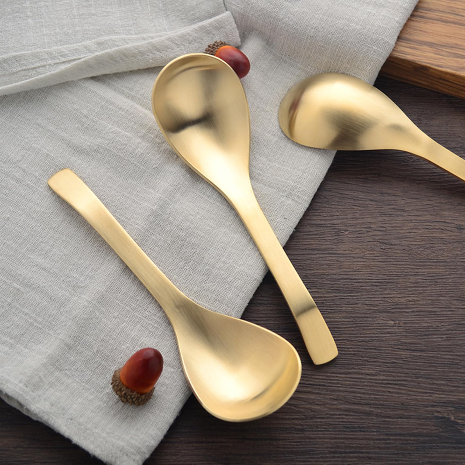 Cuillère à soupe en cuivre pur à 99 % - 16 cm - En laiton forgé à la main - Convient pour les repas à la maison, les restaurants, les desserts, les gâteaux, la crème glacée (2)