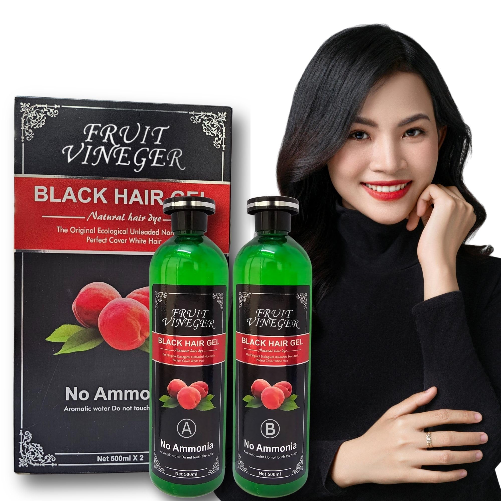 Fruit Vinegar Gel Organic Hair Color For Men & Women, Hair Color Dye for Black Hair (Black, 1000ml)-image-26