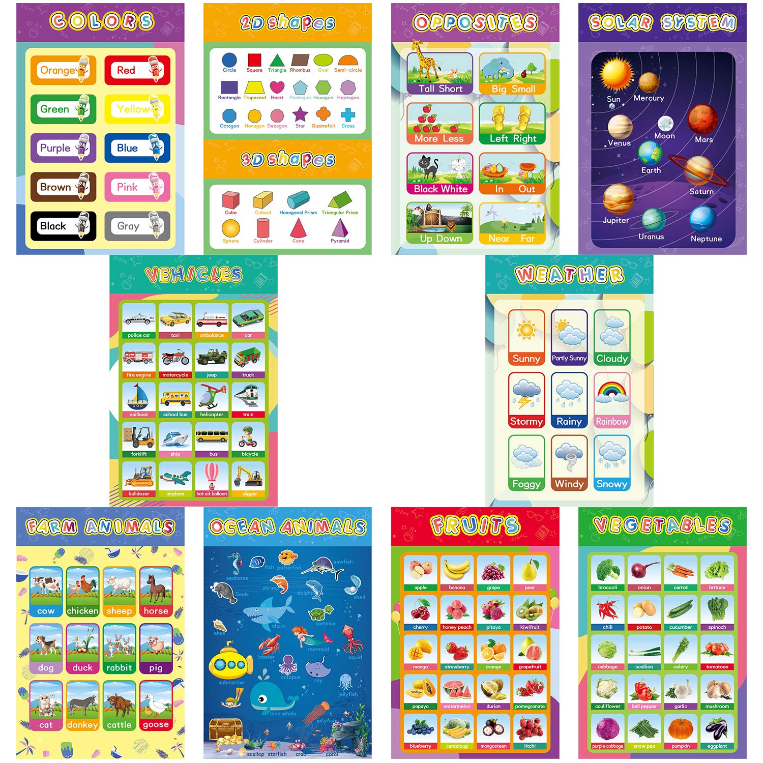 Educational Preschool Math Poster for Toddlers and Kids with Glue Point ...