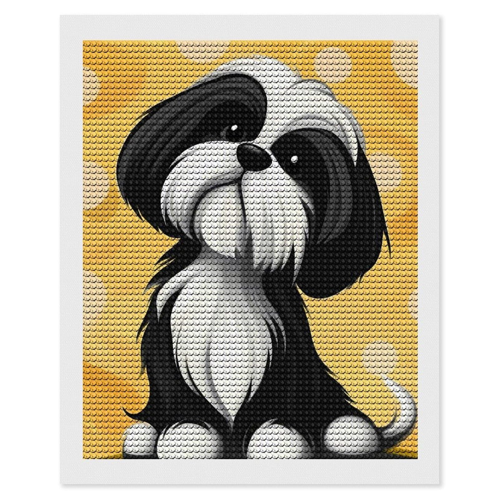 Junmoney Cute Shih Tzu Dog Painting 5D Diamond Painting Kit 16"x20", Relaxing DIY, Mindful Craft Project, Full Kit Included, Thoughtful Present