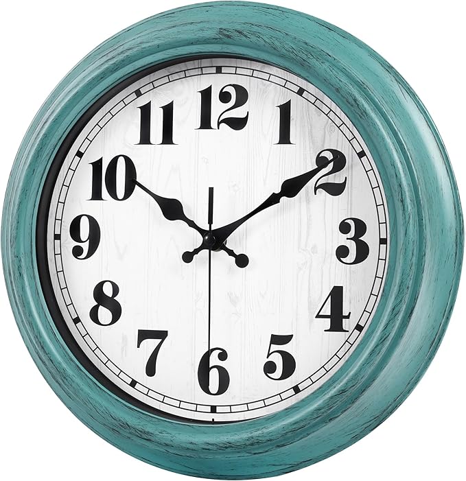 Reloj de Pared Retro 12 Pulgadas Silencioso Quartz Verde miniatura 4