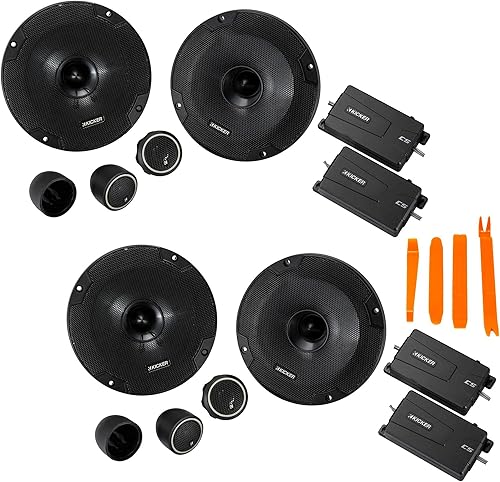 KICKER 46CSS654 - Dos pares de sistemas de componentes CSS65 de la serie CS de 6.5 pulgadas (6.299 in) con tweeters de .75 pulgadas, 4 ohmios (2