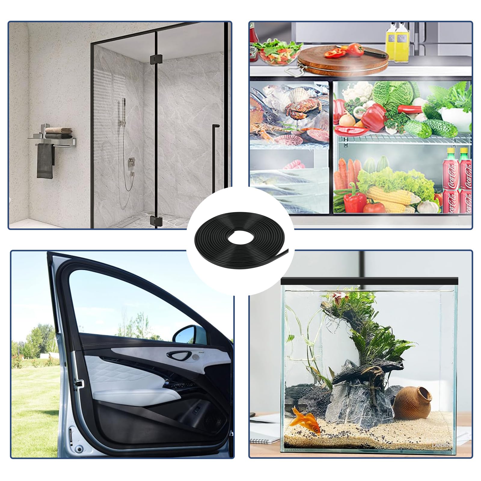 Guarnizione a U, 6 Meter x 1,6 mm Nastro Sigillante a Forma di U, Bordi Portiera Autoadesiva, Profilo Gomma Protezione Bordi per Lamier, per Lamiera, Sportelli di Auto