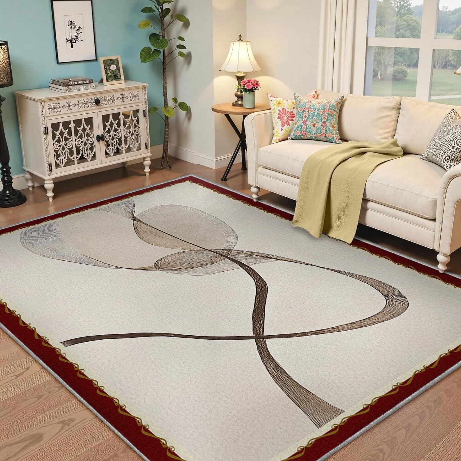 Tapis courbes entrelacées pour éviter les glissades dans le salon