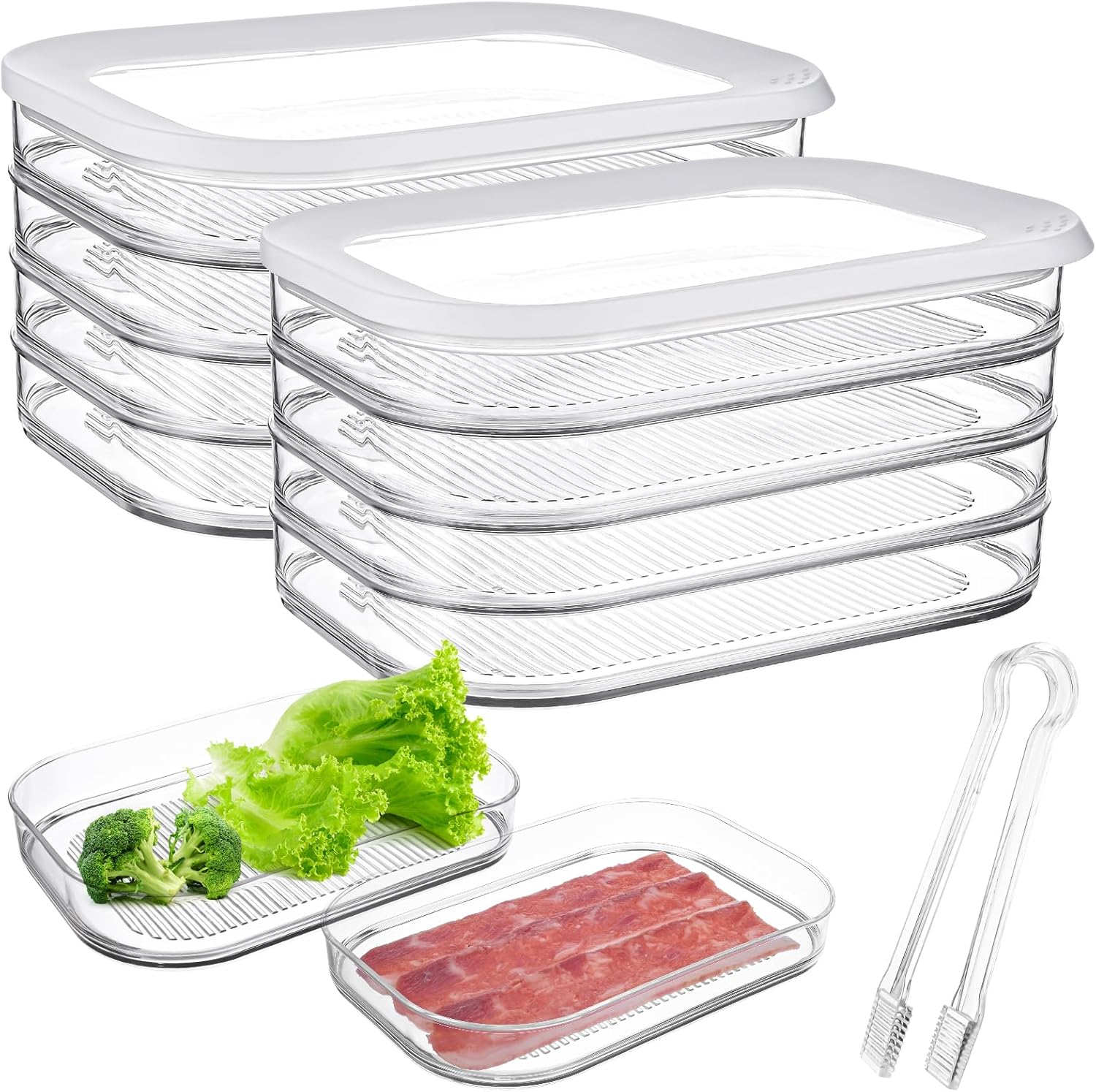 2 Pack 4-Layer Deli Meat Container for Fridge, Organizer Bacon Containers for Refrigerator, Stackable Food Storage Boxes with Lids and Food Tongs for Lunchmeat, Cold Cuts, Salami, BPA Free 2 Pack 4-Layer Deli Meat Container for Fridge, Organizer Bacon Containers for Refrigerator, Stackable Food Storage Boxes with Lids and Food Tongs for Lunchmeat, Cold Cuts, Salami, BPA Free