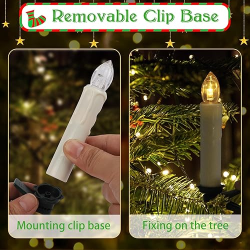Miniatura 2 de EuroFone Velas de árbol de Navidad, 30 velas LED sin llama parpadeantes con batería con clips extraíbles para decoración de árboles de Navidad en