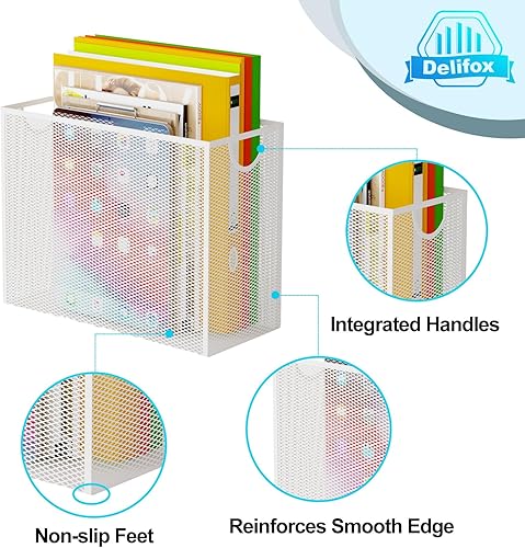 Miniatura 2 de Organizador de carpetas de archivos colgantes, tamaño carta, caja de almacenamiento, escritorio de malla metálica, almacenamiento de carpetas de