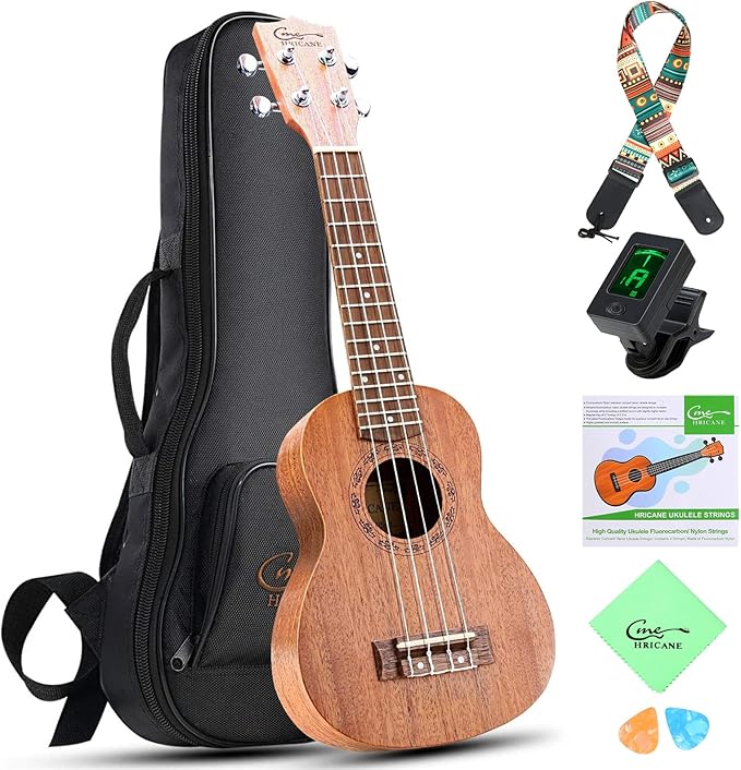 Hricane Ukuleles for Beginners 21 Inch Soprano Mahogany Ukulele