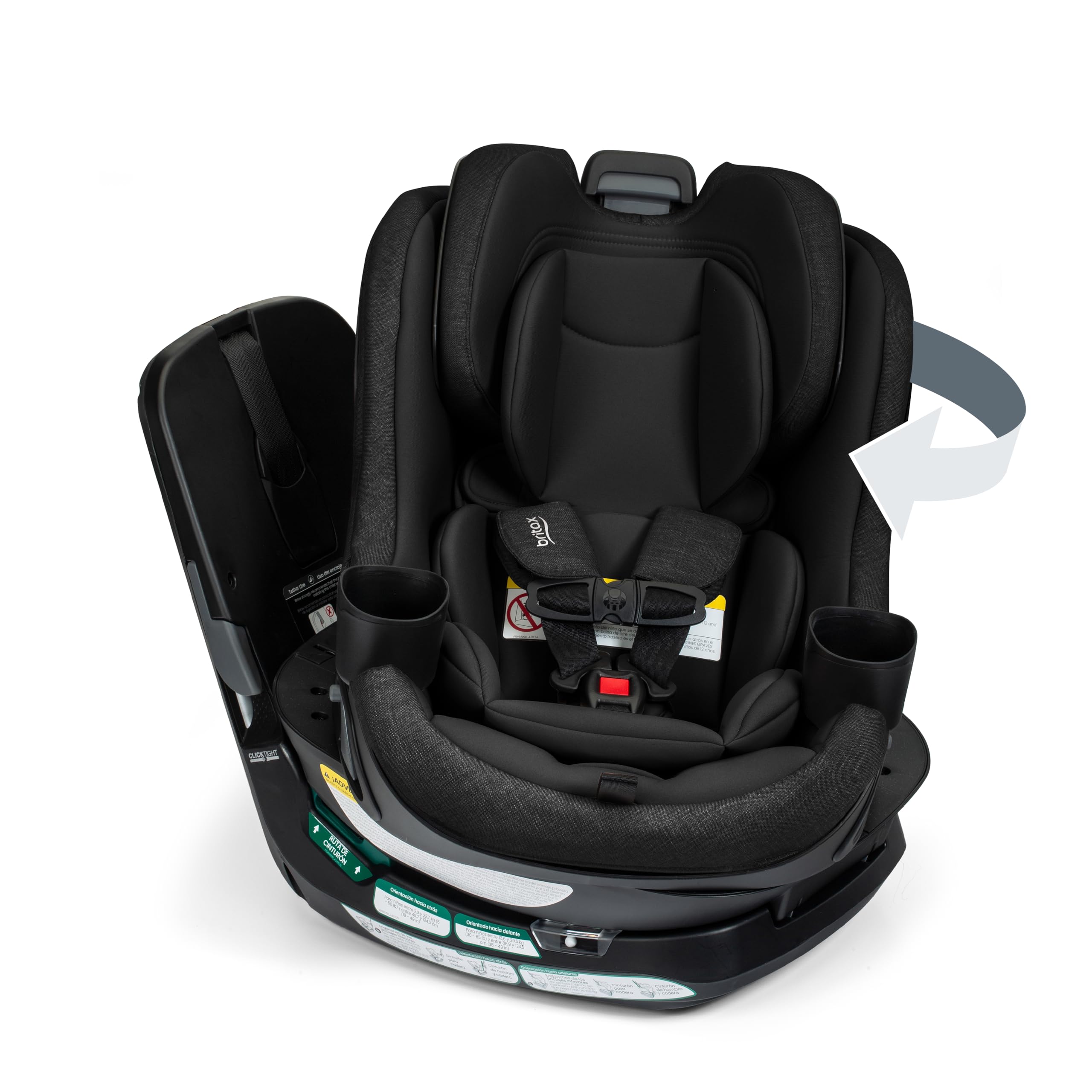 Britax Galaxy360 Slim Rotating Convertible Car Seat, 2-in-1 Rotating Car Seat for Infants & Toddlers with 360 SwivelSmooth Steel Ring, Extended Rear-Facing and ClickTight Installation – Raven Black