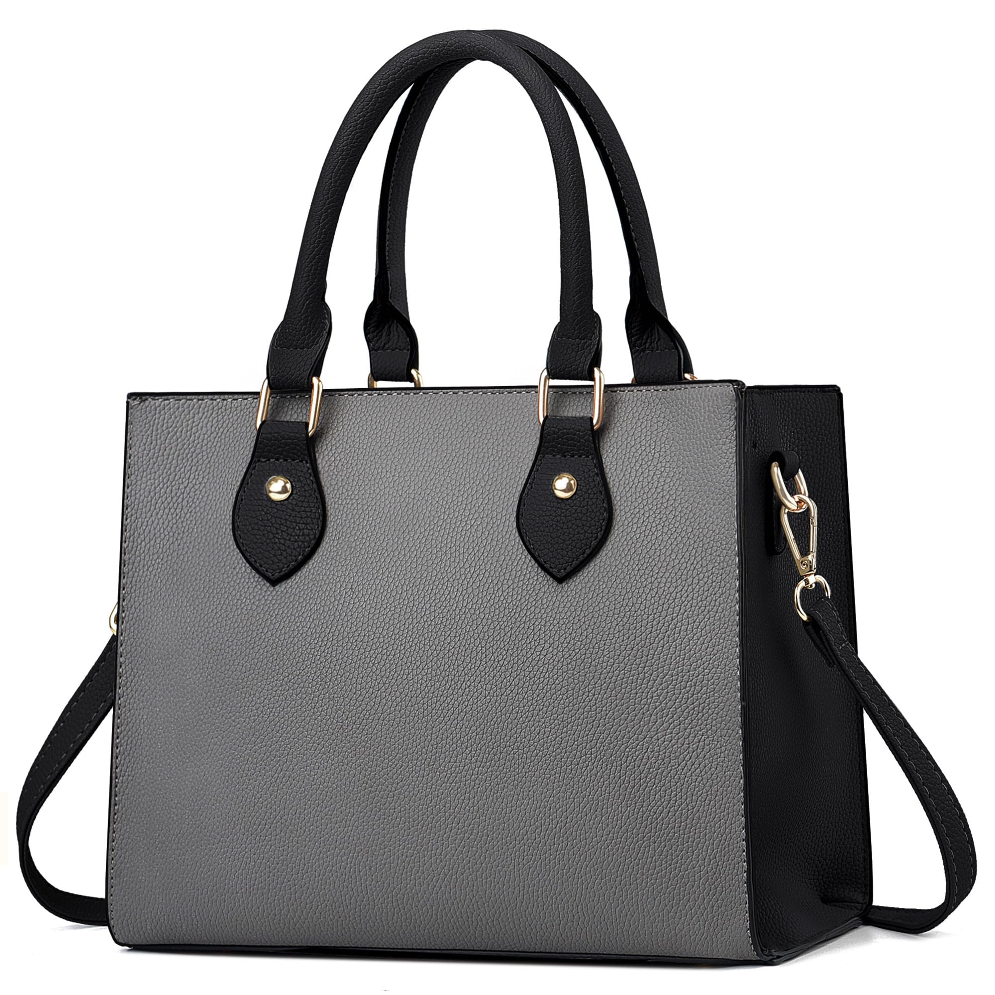 CHICAROUSAL Crossbody Purses and Handbags for Women PU Leather Tote Top Handle Satchel Shoulder Bags (Liz Grey - Black)