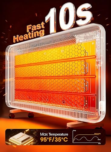 Miniatura 3 de Calentador de espacio con panel de convección para uso en interiores, calentador eléctrico para habitación grande con control de aplicación Wifi,