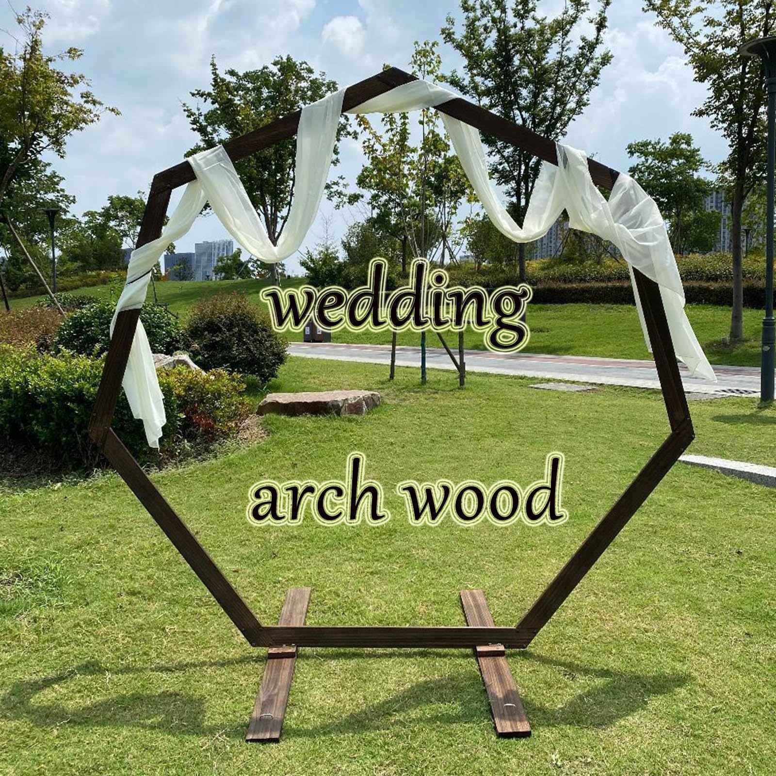 Cenador Bodas Jardín Arco De Madera Para Bodas TIGERSHOW - Heptagonal, 2.2  M, Decoración Jardín O Interior Decoración Bodas Campo, image size:1600x1600
