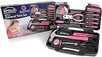 Vista 2 de Apollo Tools Original 39 Piece General Household Tool Set in Toolbox Storage Case with Essential Hand Tools for Everyday Home Repairs, DIY and Rosa