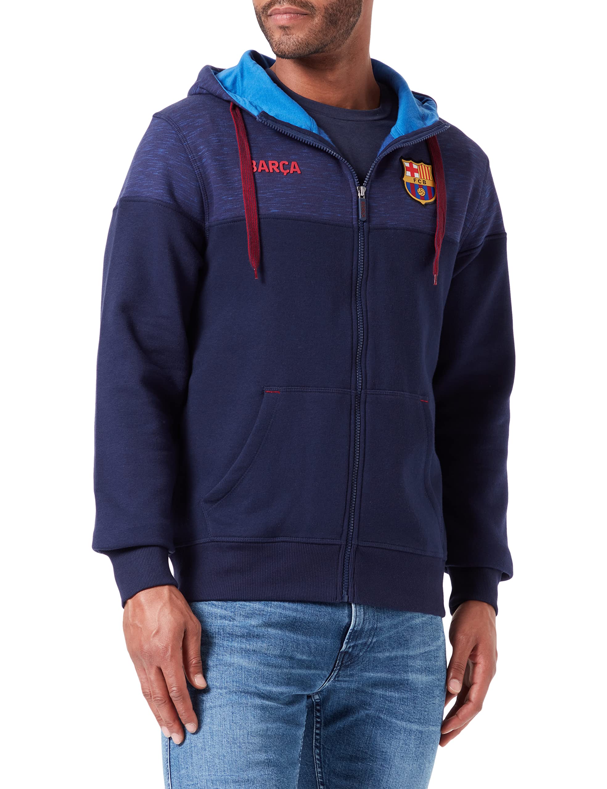 FC Barcelona Sudadera Abierta Capucha Nº 2 (Nuevo Diseño) Sudadera con Capucha Hombre (Pack de 1)