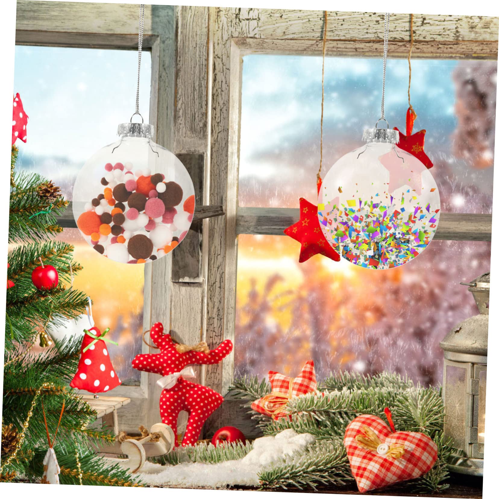 Bolas Navideñas Transparentes Rellenables 10 Cm, Bolas Planas De Plástico Transparente para Decoración DIY, Adornos Rellenable para Árbol De Navidad, Boda y Fiesta, Paquete De 6 Unidades