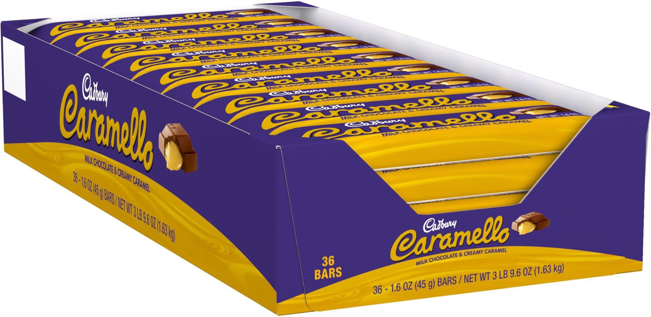CARAMELLO Chocolate Candy Bar, Milk Chocolate Filled with Caramel, 1.6 Ounce Package (Pack of 36)