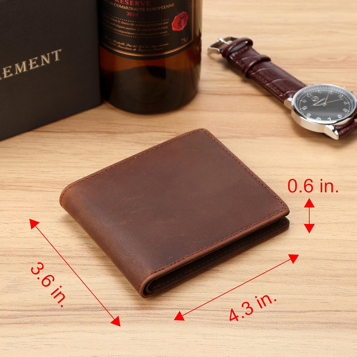 LELEMENT Genuine Leather Bifold Wallet for Men – Slim Minimalist Wallet with RFID Blocking, Multiple Card Slots, Cash Pocket – Soft Full-Grain Leather – Gift-Ready Box Included - Image 6